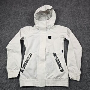 Adidas Snowboarding Jacket Womens XS White Hooded RECCO Ski Snowboard Long